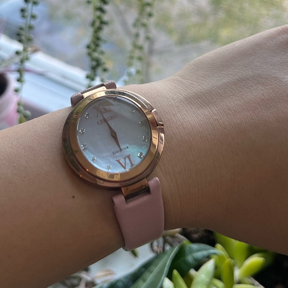 Citizen Women's Watch with Pink Strap and Gold-Tone Case